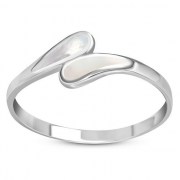 Mother of Pearl Sterling Silver Drops Ring, r476